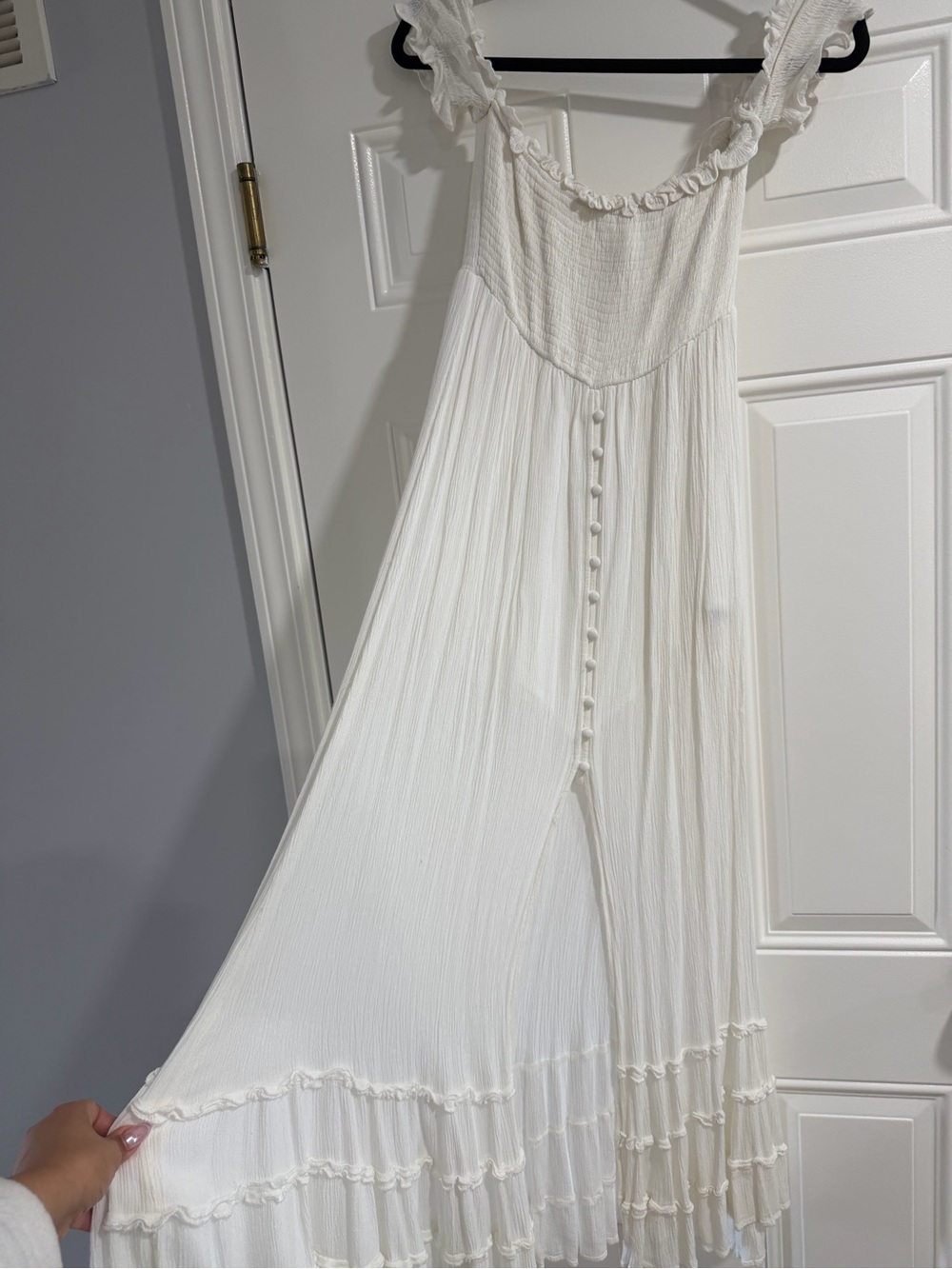 Cotton Candy White Ruffle-Trim Dress